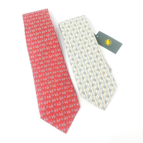 Hunting World 2 Pack Vintage Silk Ties 1 Red and 1 Tan New with tags - Picture 10 of 10